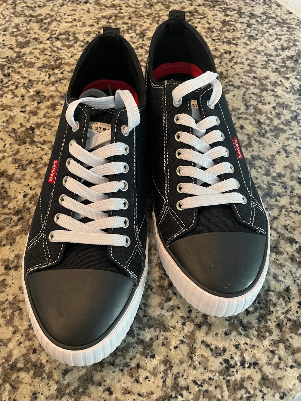 Levi's Men's Black Canvas Low-Top Sneakers with White Laces